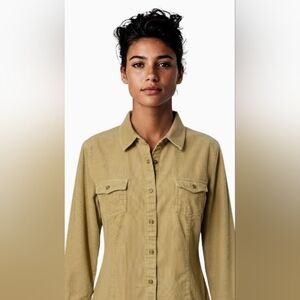Yellow Corduroy Button-Up Shirt